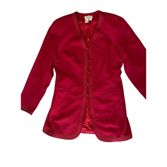 Vintage 80s Ann Taylor Silk Jacket Blazer Size 6 Red Lined Office Preppy - Picture 2 of 14